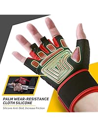 HOMPO Guantes de Entrenamiento Gimnasio Peso Guantes de Entrenamiento Muñeca Larga Muñeca Guantes de Levantamiento de Medias Dedos para Levantamiento de Potencia, Cross Entrenamiento, Fitness, Levantamiento de Peso para Hombres Mujeres Jóvenes