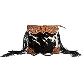 Myra Bag Tooled Leather Cow Hide Bag - Cow Hide Purses for Women with Hand-Etched Patterns, Tooled Leather Handbag for Women