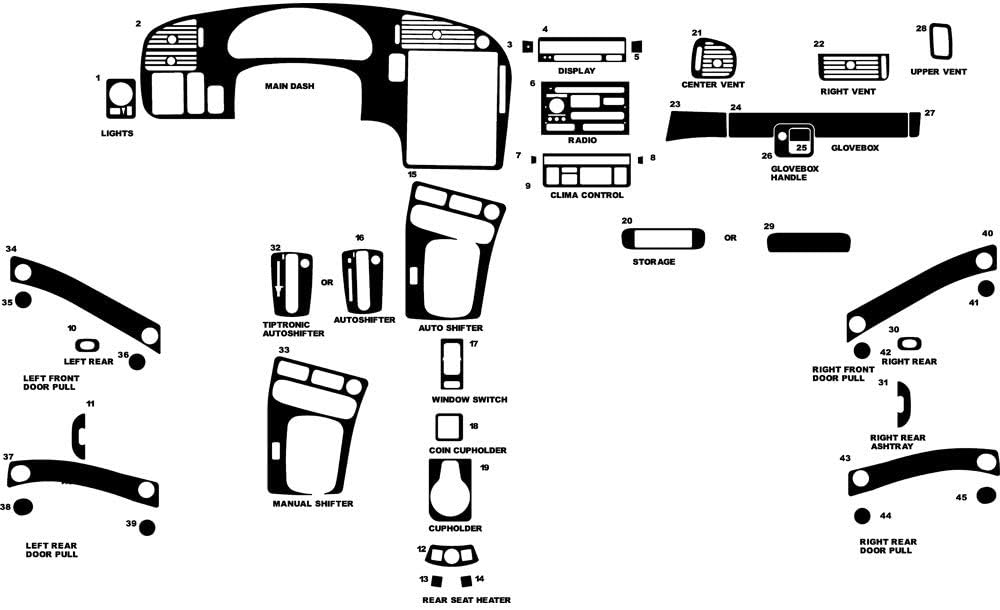 Rvinyl Rdash Dash Kit Decal Trim for Saab 9-5 1999-2005 - Matte (Yellow)