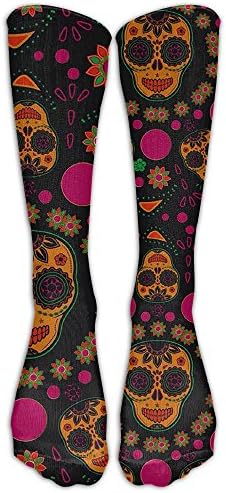 Style Unisex Socks Casual Knee High Stockings Sugar Skull Flowers Cotton Socks One Size