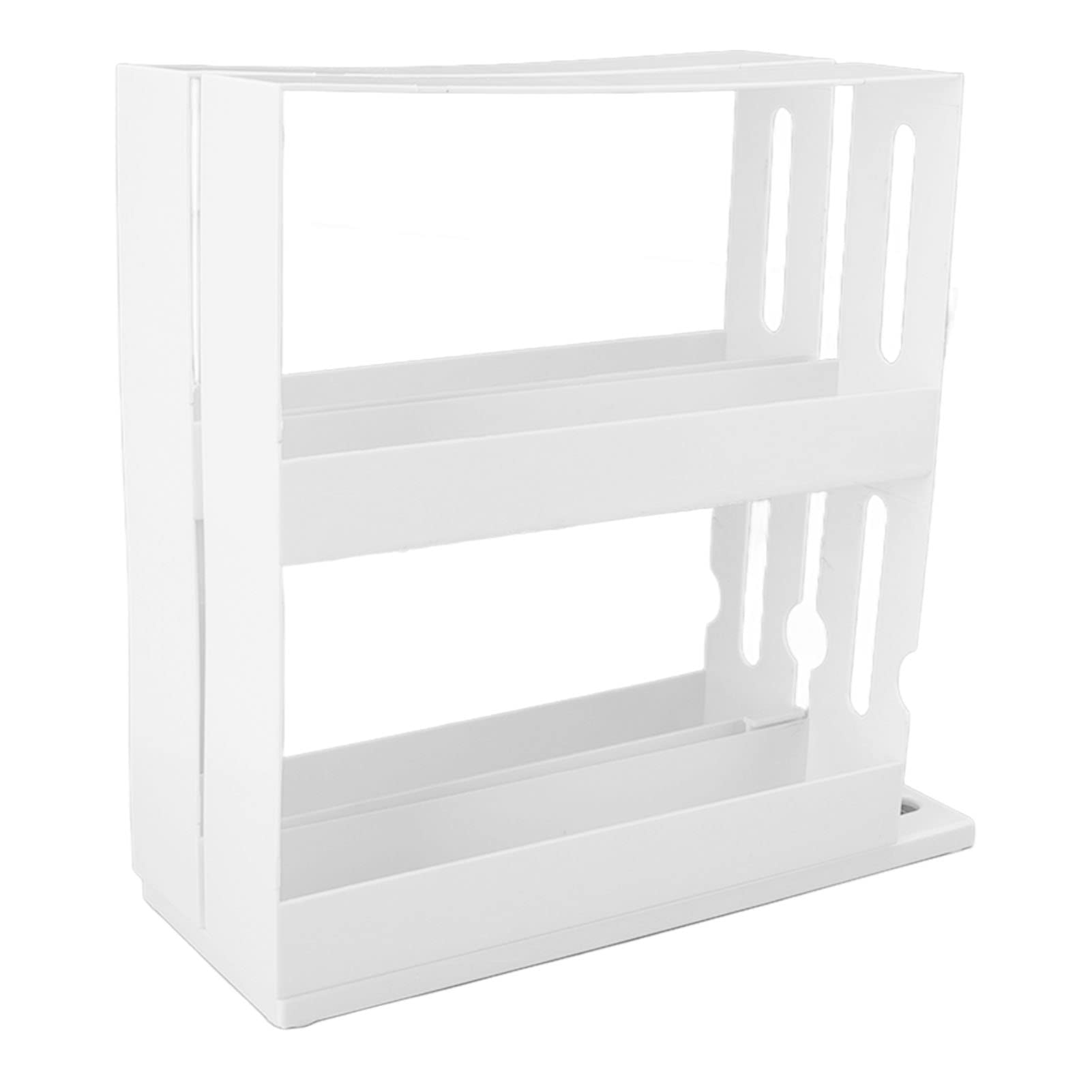 Natudeco Sliding Spice Rack 2 Tiers Vertical Spice Rack Condiment Rack Pull Out Kitchen Rack Pantry Organization with Nonslip Feet for Storing Spices Herbs