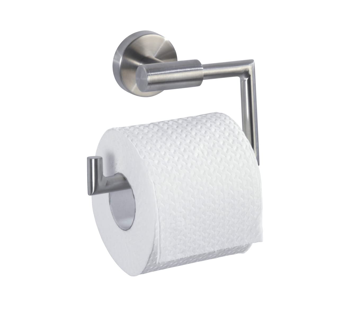 WENKO 19612100 Toilet roll holder Bosio Matt, Metal Stainless steel, 15 x 10.5 x 6.5 cm, Matt โ image 1