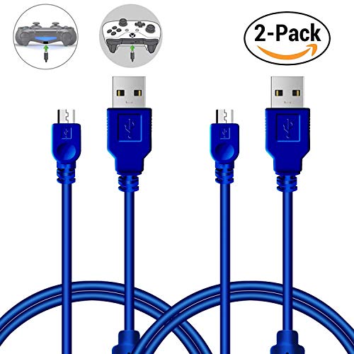2 Pack 10FT / 3M PS4 Controller Charging Cable, Charge and Play, Micro