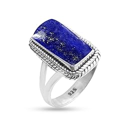 Solid 925 Sterling Silver Ring For Womens Lapis