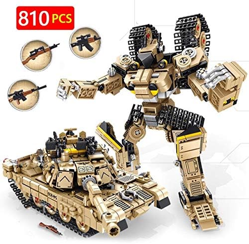 CELECA - 810Pcs M1A2 Abrams Main Battle Tank Building Blocks Tiger Heavy Tank WW2 Deformation Robot Bricks Toys for Boys
