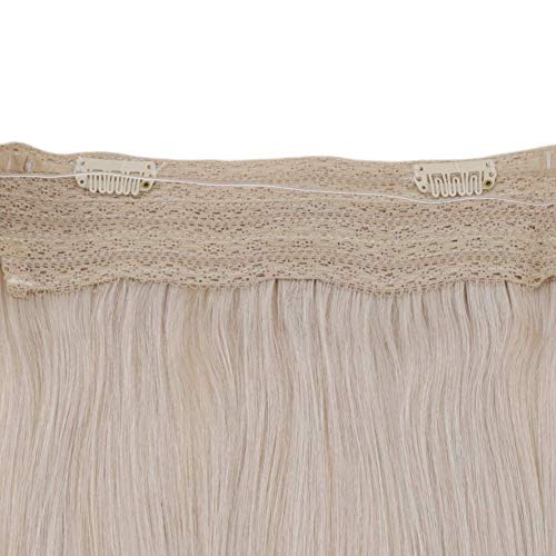 LaaVoo 16 Inch Solid Color Light Blonde Halo Hair Extensions 100% Real West Remy Human Hair Fish Line on Human Hair Invisible Wire Hair Extensions 11" Width 80g Per Pack...