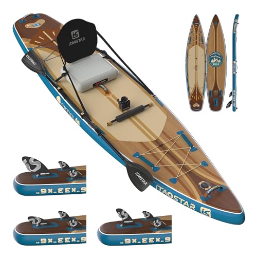 iTAOSTAR Wild 11'×36"/11'6"×34"/12'6"×33" Inflatable Paddle Board with Seat, One-Stop Premium SUP Board Gears, Tailored 5 Fins, Stable Inflatable Stand Up Paddle Boards for Youth/Adults of All Levels