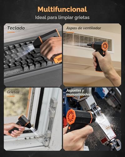 - Soplador de aire eléctrico inalámbrico de 110000 rpm, mini soplador ajustable de 3 engranajes con carga rápida