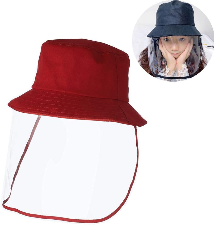 Ulife Mall Outdoor Anti-Spitting Protective Hat Mask Safty Face Shield for Kids Anti-Splash Anti-Droplet Fisherman Hat with Shield Transparent Full Face Cover Removable Dustproof Windproof Shields