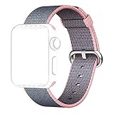 Apple Watch Band, Shielda Woven Nylon Strap Replacement Nylon Band for Apple Watch (38mm Light Pink/Midnight Blue)