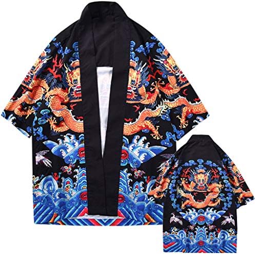 Cover Up For Women Unisex Dragon Sakura Cherry Casual Loose Kimono Kaftan Shawl