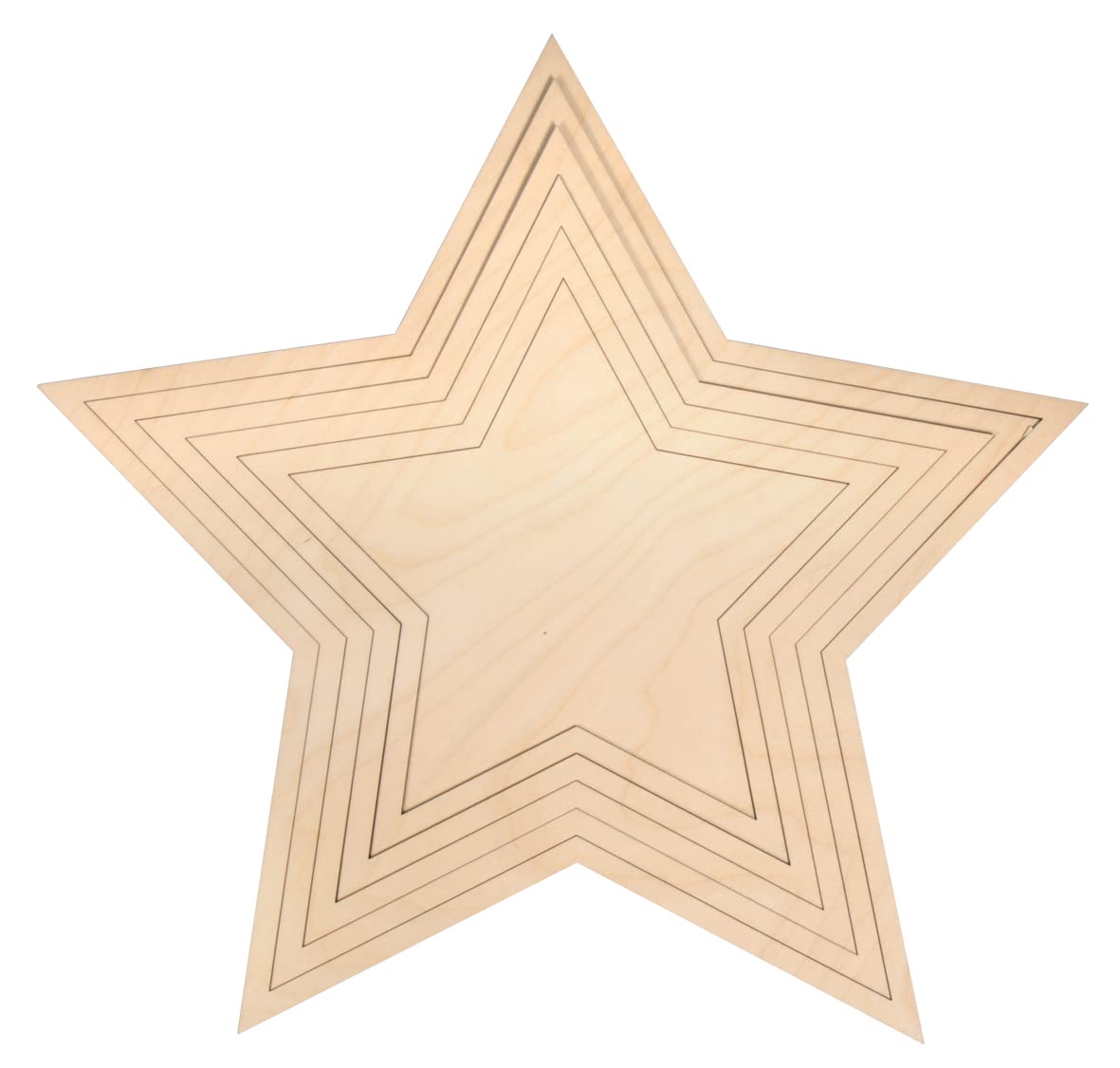 Generic Rayher Set of Five Wooden Star Frames and One Star Board for Crafting, Wood Stars for DIY Party Decorations, various sizes, natural wood, 64514505