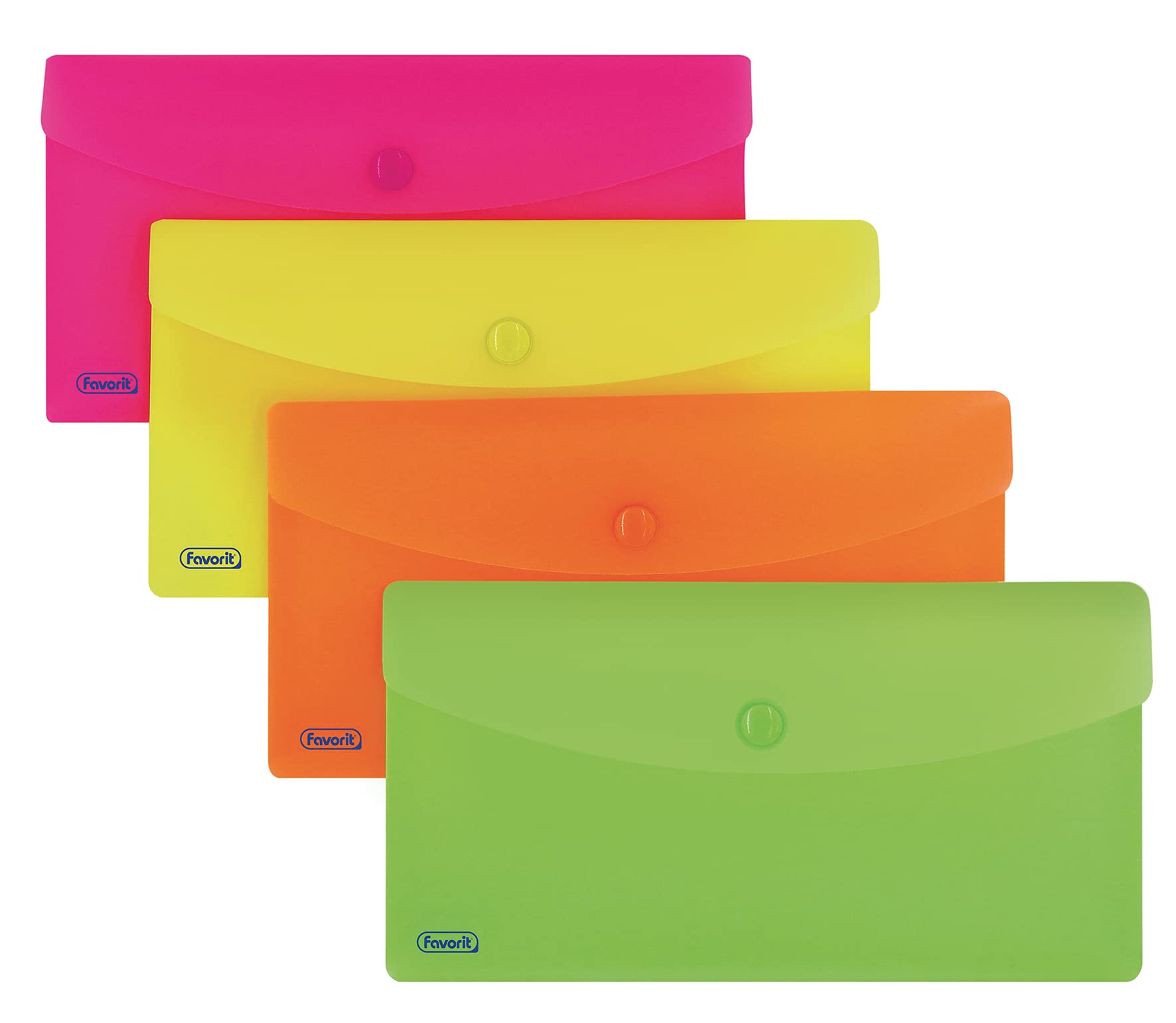Favorit Pack of 5 Neon DL Polypropylene Matt Button Bags - Assorted Colours