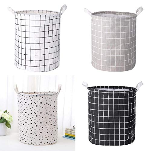 zhuygba Large Laundry Basket,Cotton Linen Storage Bin, Collapsible Fabric Laundry Hamper, Foldable Clothes Bag, Folding Washing Bin