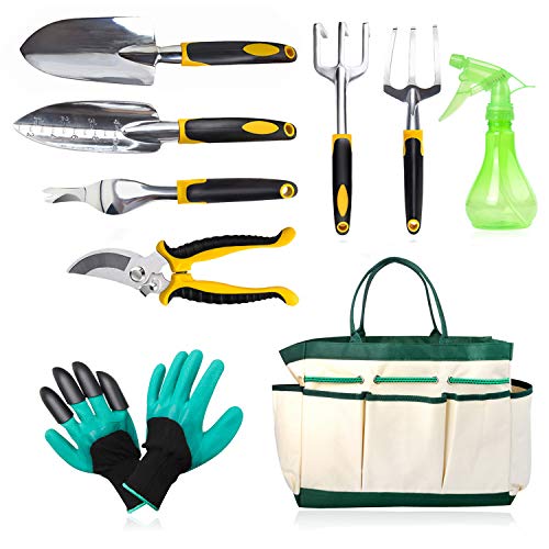 Gardening Tools Set Garden Tools Set Gardening-Gifts for Women Kid Men Gardener with Garden Gloves Garden Tote Bag, Vegetable Herb Indoor Outdoor Garden Hand Tool Storage Organizer Gardening Supplies