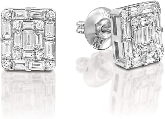 Pre Moon Jewelry Baguette & Round Diamond Stud Earrings Pre Moon Jewelry