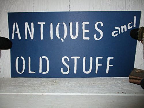 Vintage look ANTIQUES AND OLD STUFF cardstock STENCIL old timey farmhouse primitive for painting on paper, wood, fabric, etc.YOU WILL RECEIVE QTY 2 OF THIS ITEM