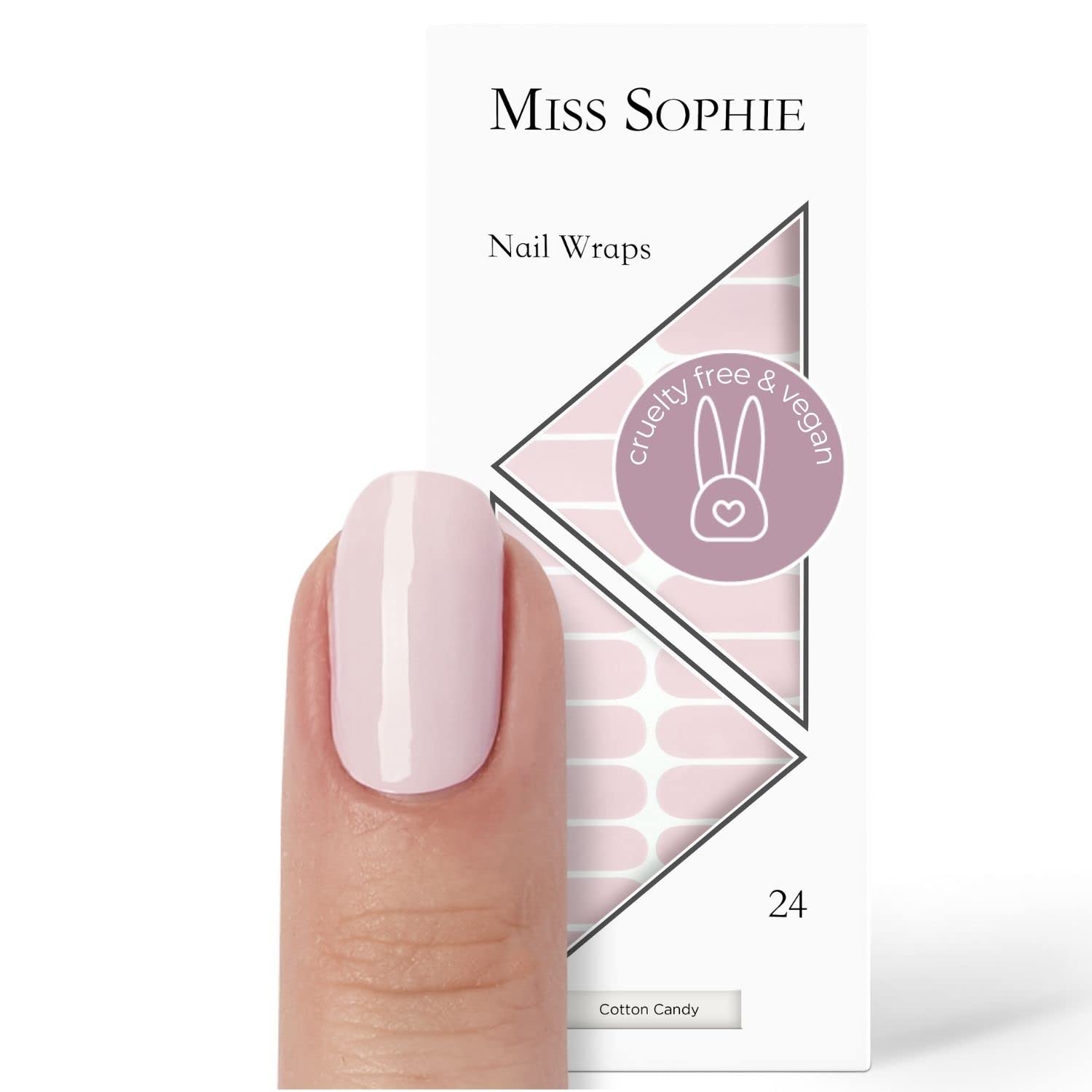 Original Miss Sophie Nail Foils Cotton Candy I 24 Ultra-Thin Nail Polish Strips Single Color in Pastel Pink I Fingernails & toenails I for Natural, Painted, Acrylic, Gel & Shellac Nails