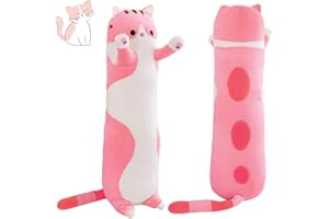 MIAOHAHA Cat Soft Plush Pillow - 50cm/19.7in Cute Stuffed Kitten Sleeping Cushion for Kids, Girlfriend (Pink)