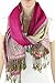 Achillea Luxurious Big Paisley Jacquard Layered Woven Pashmina Shawl Wrap Scarf Stole (Fuchsia)