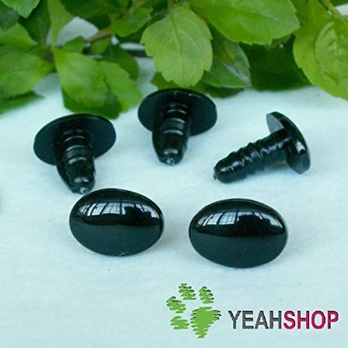 14mmx10mm Black Oval Safety Eyes/Plastic Eyes - 20 Pairs