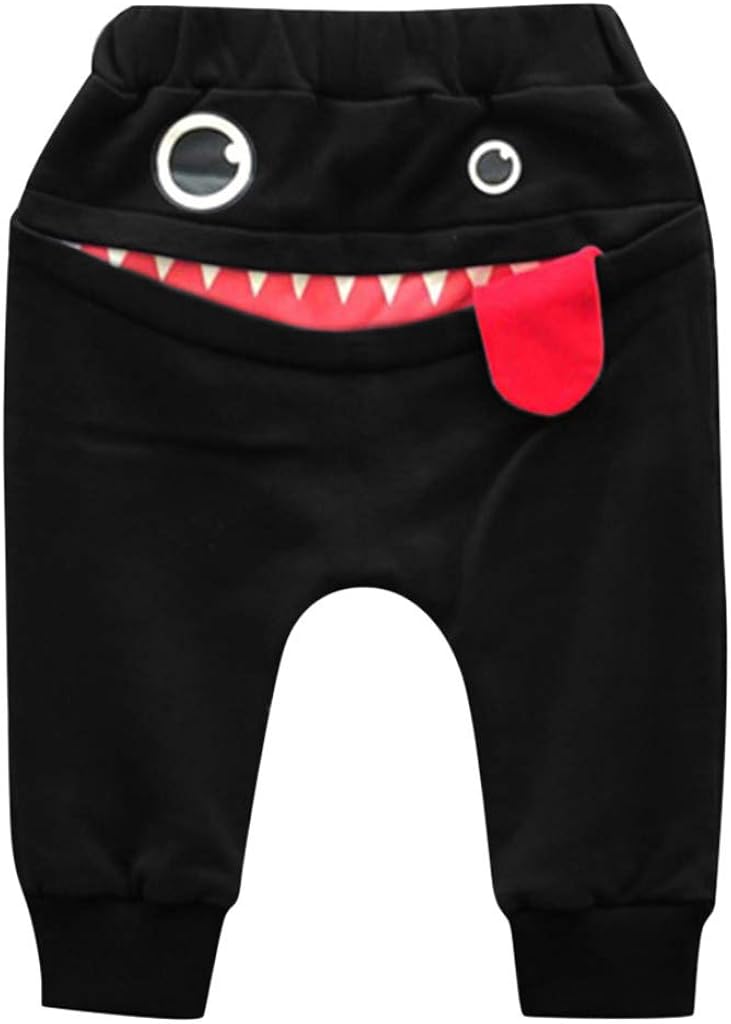 DealinM Toddler Boys Girls Cartoon Monster Thick Pants Cute Shark Sweatpants Cotton Harem Trousers Kids Spring Autumn Pants