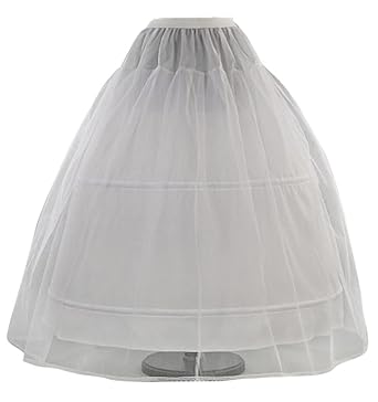 Romantic-Fashion Damen Reifrock Petticoat Tüllrock 2 Reifen Umfang 300cm Verstellbar Weiß Zum Brautkleid Ballkleid Hochzeitsk