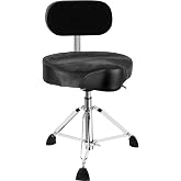 AKLOT Saddle Drum Throne with Backrest,Hydraulic Drum Throne, Heavy Duty Drum Seat, Height Adjustable Suede Drum Chair, Motorcycle Style Drum Stool for Adults Drummers Grey