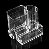 KINGLAKE Acrylic Makeup Brush Pen Holder Brush Organizer Lipstick Brush holder Top Quality Cosmetic Holder with 3 Compartments Desktop Organizer Caddy / Pencil Holder