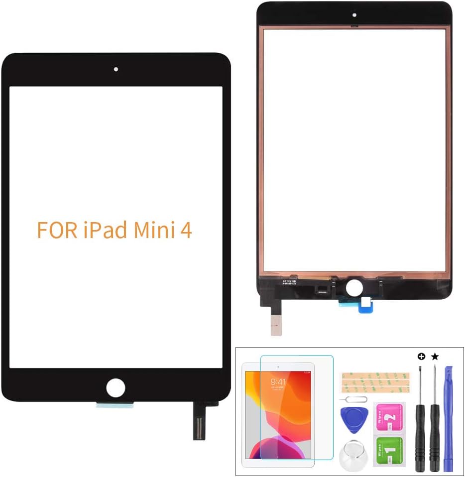 A-MIND For IPad Mini 4 A1538 A1550 Touch Screen Replacement Parts,(Not LCD,NO Home Button) With Free Screen Protector+Repair Tools(Black)