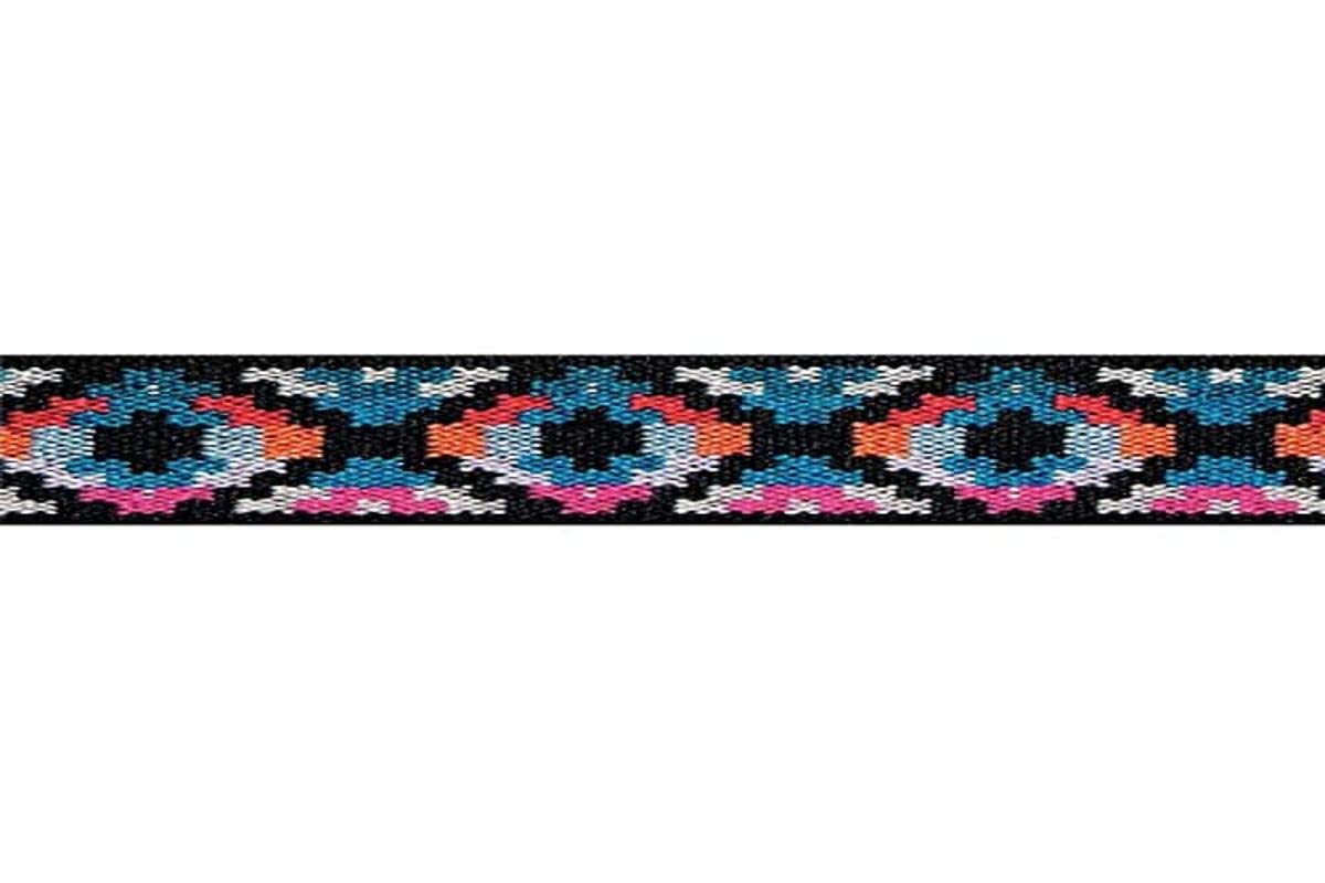 Prym Blue, Pink & Multi Ethnic Design Patterned Colour Elastic 25mm/1in (7mtr), Polyester blend, 15 x 15 x 3 cm