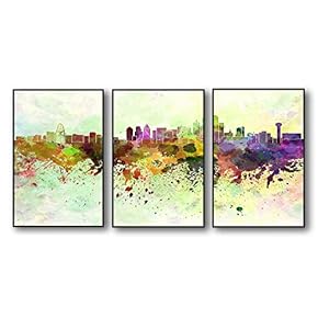 3 Piece Framed Canvas Home Artwork Decoration City Splash-Ink Painting Canvas Wall Art for Living Room, Bedroom - 16"x24"x3 Panels
