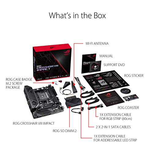 ASUS-ROG-Crosshair-VIII-Impact-Placa-base-Gaming-mini-DTX-AMD-AM4-X570-con-tarjeta-SO-DIMM2-dos-M2-Wi-Fi-6-PCIe-40-sonido-SupremeFX-iluminacin-Aura-Sync-RGB-SATA-6-Gbs-y-USB-32-Gen-2
