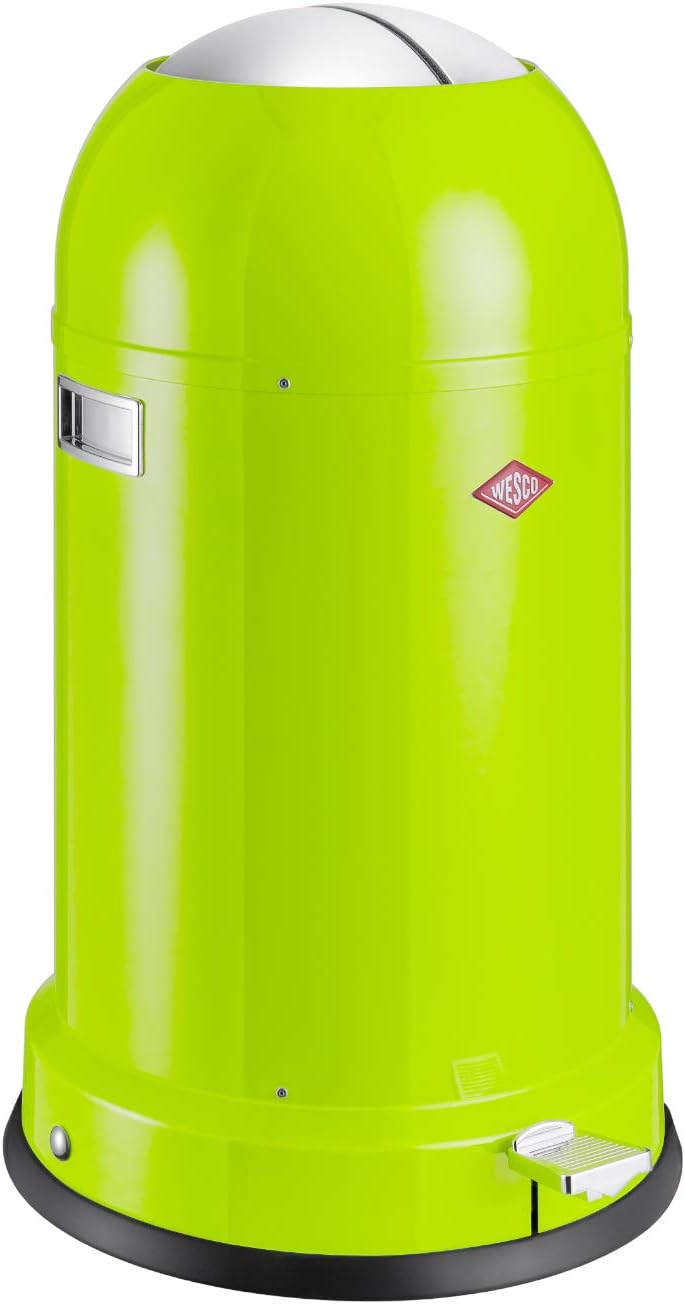 WESCO Kickmaster Classic-German Designed-Step Trash Can, Powder Coated Steel, 8.7 Gallon/33 L, Lime Green