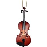 Dselvgvu Wooden String Miniature Violin Hanging Ornament Mini Musical Instrument Replica Holiday Tree Home Decoration Display Ornament (4.72" Violin)