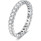 LOIPURI "Forever With You Wedding Band for Her Lab Created Moissanite Eternity Ring, S925 Stering Silver Timeless Commitment Promise Ring Gift for Wife Bride