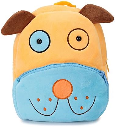 Cute Yellow Dog Pattern Toddler Backpack Plush Bag for 2-4 Years Old Kids Suitable for Travel 9.4’’L x 4.1’’W x 10.4’’H