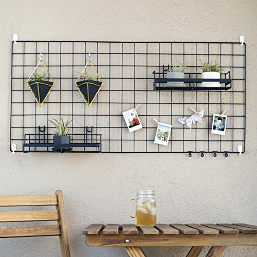 Wire Hanging Wall Grid Black Home Decor Office Storage and