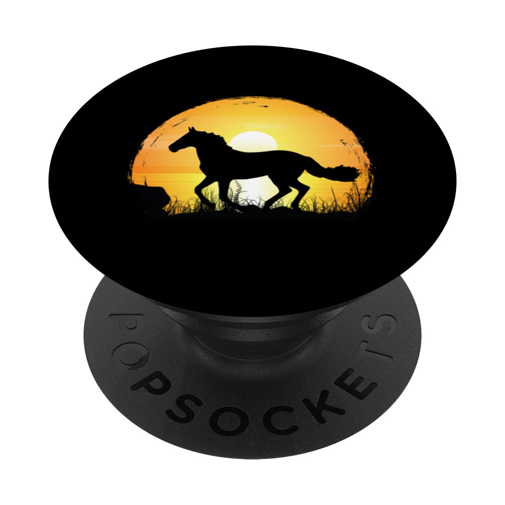 Sunset Horse Breed Silhouette - Mustang Horse PopSockets Swappable PopGrip