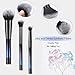 4 pcs Travel Makeup Brush Set - HEDILINA Makeup Brushes Kit, Powder Brush, Foundation Brush, Eyeshadow Brushes, all in a Compact Box (Sapphire Blue)