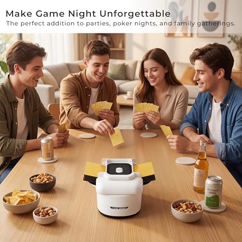 TINYLENS Automatic Card Shuffler for 1-4 Decks, Rechargeable, Large Capacity, Low Noise & Portable, for Poker, Blackjack, UNO and More, Includes 2 Golden Decks