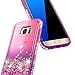 Galaxy S7 Edge Case with Screen Protector (Full Coverage 3D PET) for Girls Women Kids, NageBee Glitter Liquid Bling Floating Waterfall Sparkle Cute Case for Samsung Galaxy S7 Edge -Pink/Purple