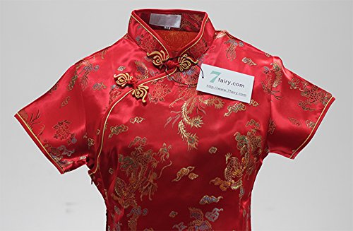 7Fairy Women's Vtg Red Long Chinese Wedding Evening Dress Cheongsam - Image 3