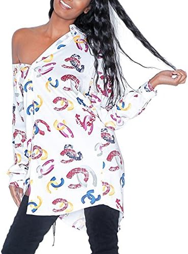 YouSun Women's Sexy Floral Print Simple Button Down Long Sleeve Collar Loose T-Shirt Blouse Tops