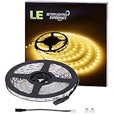 LE 16.4ft 300 Units SMD 5050 LEDs Flexible Light Strip, 3000K Warm White, Non-waterproof, 12 Volt, Indoor Party Christmas Holiday Festival Celebration Decoration