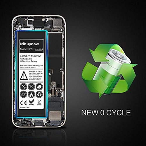 Mbuynow Batería del iPhone 5,Kit de Reparación Completo con Herramientas e Instrucciones de Alta apacidad (1440mAh) Nuevo 0 Ciclo