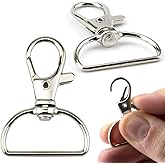 60 Pack Key Chain Clip Hook Swivel Clasp with D Ring Clip Hook Lanyard Snap Hooks 360 Degree Flexible Lobster Claw Clasps Fastener Hooks for Keychain Lanyard Bag Purse (Inner Width 1 Inch)
