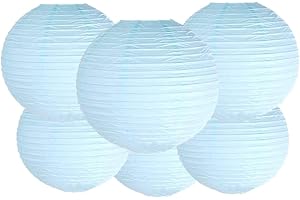 MATISSA Pack Of 6 Round Paper Lanterns Lamp Wedding Birthday Party Decoration (Baby Blue, 4"/10CM)