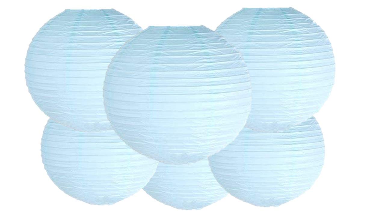 Matissa 12"(30CM) Pack of 6 Paper Lantern Wedding Party Decoration Craft Lamp Shade (Light Blue) — image 1