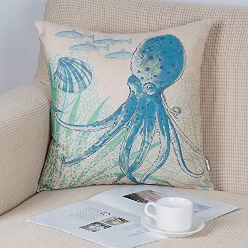 ONWAY Coastal Decor Nautical Theme Throw Pillow Covers 18x18 Sea